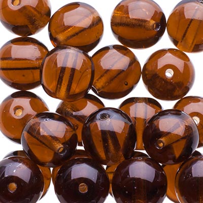 Czech Druk Beads Transparent Smoked Topaz