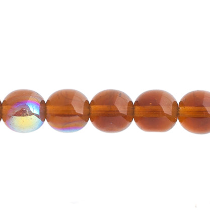 Czech Druk Beads Transparent Smoked Topaz AB