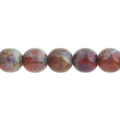 Czech Druk Beads Transparent Amethyst Travertine