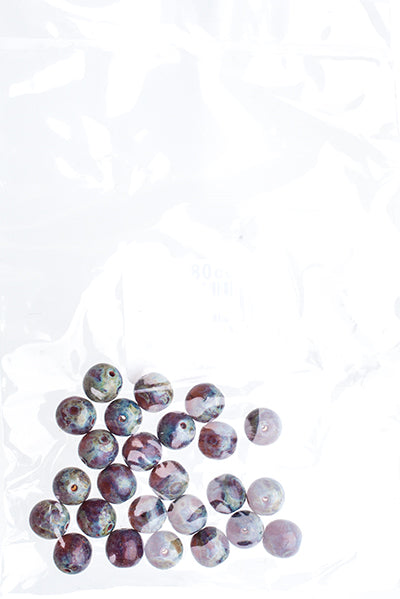 Czech Druk Beads Transparent Amethyst Travertine