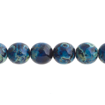 Czech Druk Beads Transparent Dark Blue Travertine