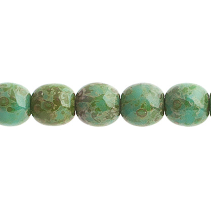 Czech Druk Beads Opaque Turquoise Travertine