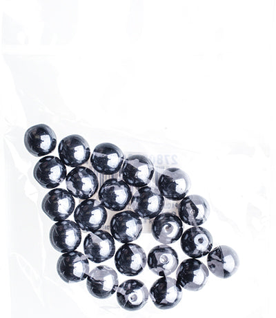 Czech Druk Beads Opaque Jet Hematite x2