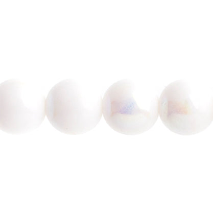 Czech Druk Beads Opaque Chalk White AB