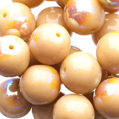 Czech Druk Beads Opaque Ivory AB