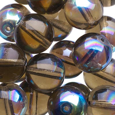 Czech Druk Beads Transparent Black Diamond AB