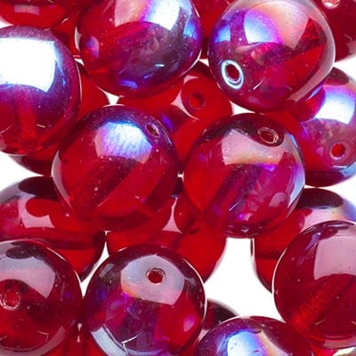 Czech Druk Beads Transparent Garnet AB