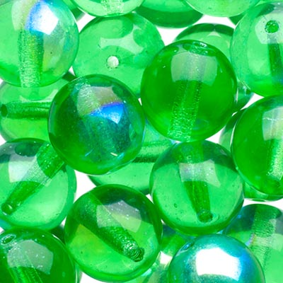 Czech Druk Beads Transparent Peridot AB