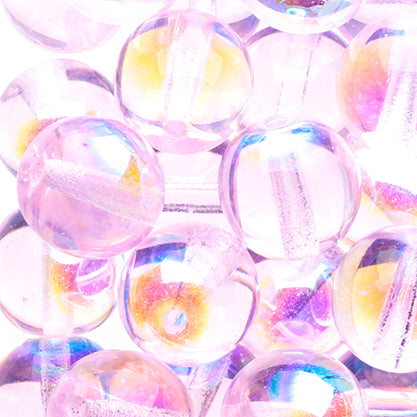 Czech Druk Beads 10mm Transparent Rose AB Strands