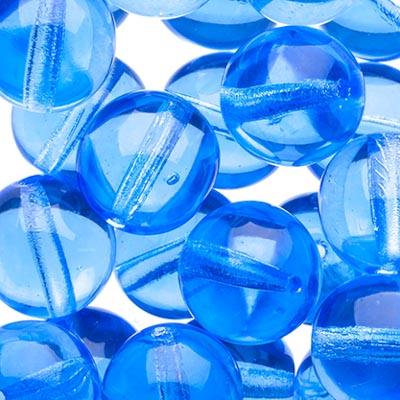 Czech Druk Beads Transparent Light Sapphire