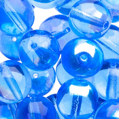 Czech Druk Beads Transparent Light Sapphire AB