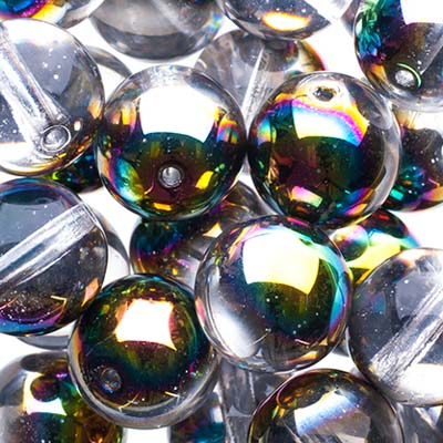 Czech Druk Beads Transparent Crystal Vitrail