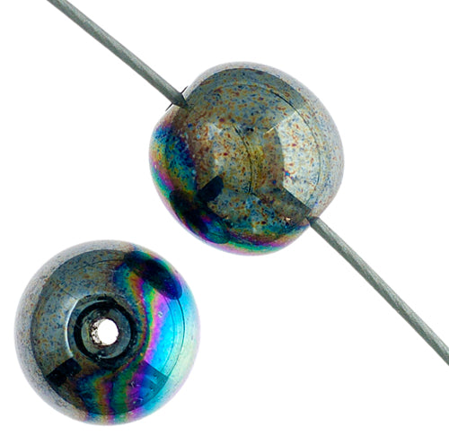 Glass 8mm Round Bead Aurora Borealis Strung 