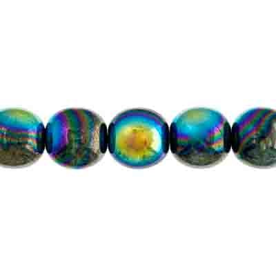 Glass 8mm Round Bead Aurora Borealis Strung