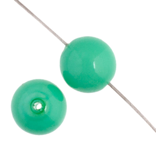 Czech Glass Beads 8in Strand Peacock Green