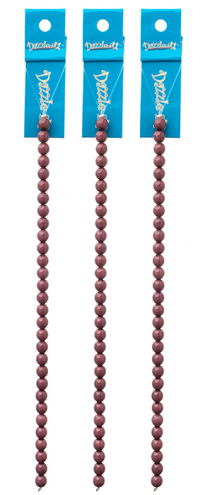 Czech Glass Beads 8in Strand Rose Taupe