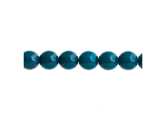 Czech Glass Beads 8in Strand Prussian Blue