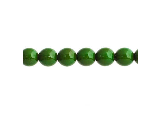 Czech Glass Beads 8in Strand Treetop Green