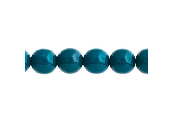 Czech Glass Beads 8in Strand Prussian Blue