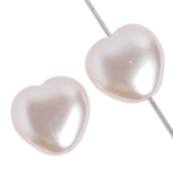 Glass Pearls Hearts 8mm  - Loose
