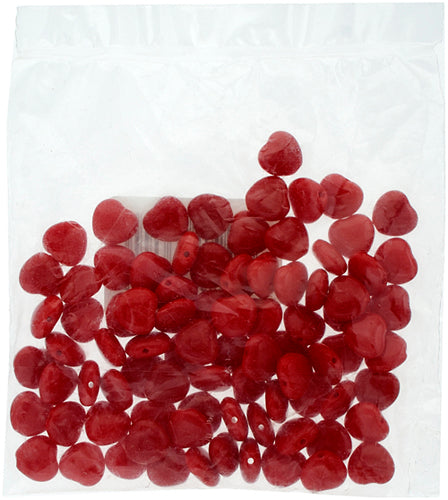 Glass Heart Bead 8mm Red