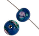 Glass Lamp Bead Round 6mm Opalescent Blue With Pink Roses