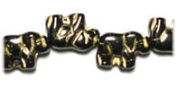 Glass Bead Elephant 11mm Black/Gold - Strung