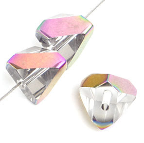 Glass Cut Pyramid Shape 6x6mm 16in Strung Crystal/Multi Iris