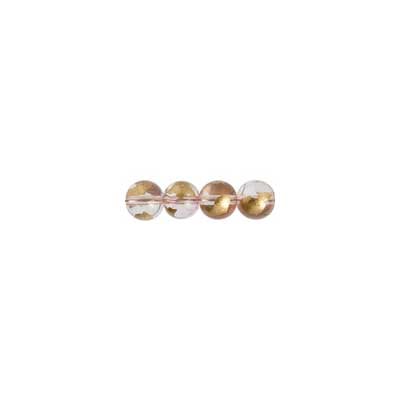 Glass Bead Round with Gold Leaf - 8" Strand