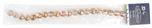 Glass Bead Round with Gold Leaf - 8" Strand