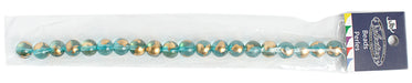 Glass Bead Round with Gold Leaf - 8" Strand