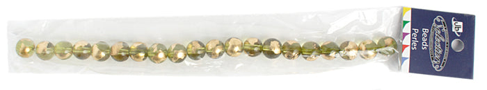 Glass Bead Round with Gold Leaf - 8" Strand