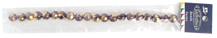 Glass Bead Round with Gold Leaf - 8" Strand