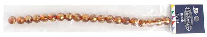 Glass Bead Round with Gold Leaf - 8" Strand