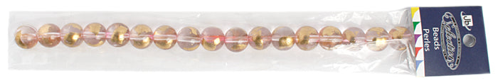 Glass Bead Round with Gold Leaf - 8" Strand