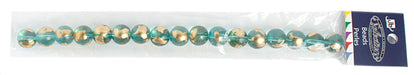 Glass Bead Round with Gold Leaf - 8" Strand