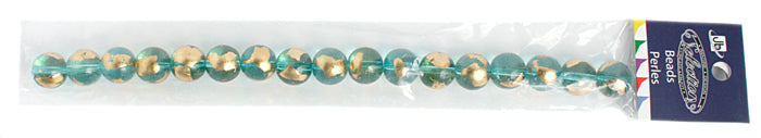 Glass Bead Round with Gold Leaf - 8" Strand