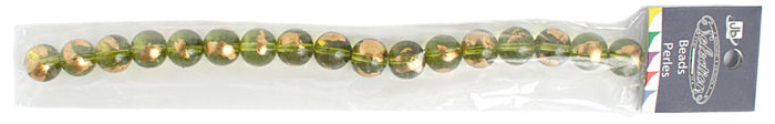 Glass Bead Round with Gold Leaf - 8" Strand