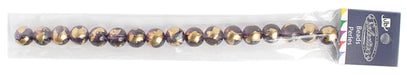 Glass Bead Round with Gold Leaf - 8" Strand