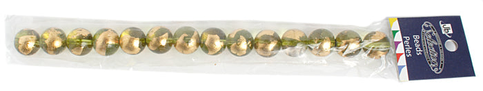 Glass Bead Round with Gold Leaf - 8" Strand