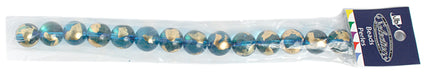 Glass Bead Round with Gold Leaf - 8" Strand