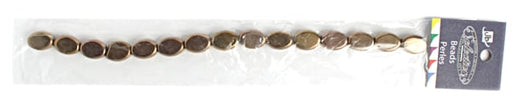 Glass Bead Oval 9x14mm 8in Strung . (Approx.14pcs) Bronze