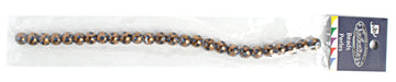 Glass Bead Round 8mm 8" Strand (Approx. 25pcs) Light Blue/Bronze