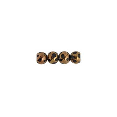 Glass Bead Round 8mm 8" Strand (Approx. 25pcs) Jet/Bronze