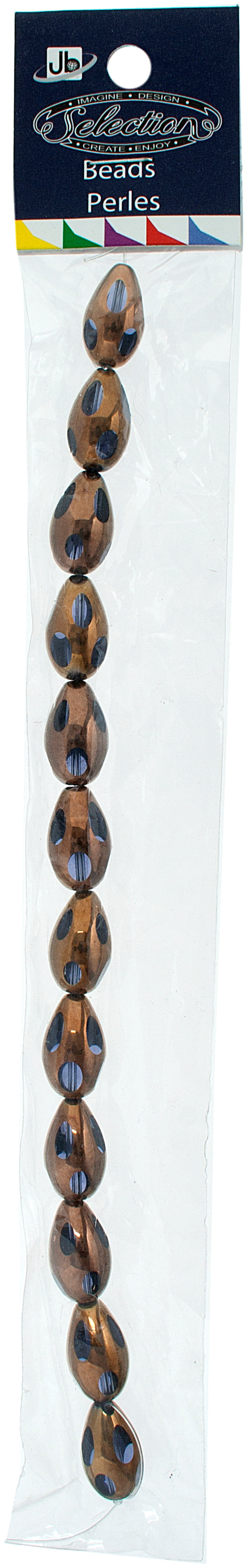Glass Bead Drop 10x16mm 8" Strand (Approx.12pcs) Metallic Bronze