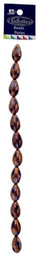 Glass Bead Drop 10x16mm 8" Strand (Approx.12pcs) Metallic Bronze