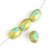 Glass Bead Oval 8x11mm 8in Strung (Approx.18pcs) Turquoise Gold