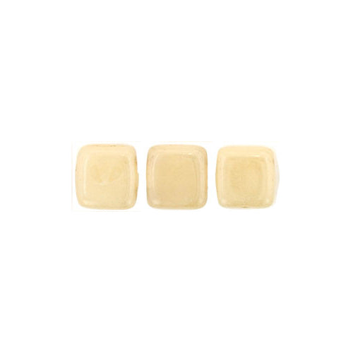 Czechmates 2-Hole Tile Bead 6mm 50pcs Opaque Champagne Luster