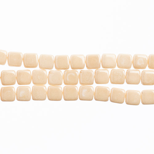 Czechmates 2-Hole Tile Bead 6mm 50pcs Opaque Champagne Luster