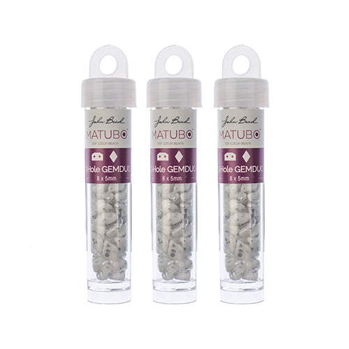 Matubo Czech Gemduo 2-Hole Approx 13g Vial Silver Splash